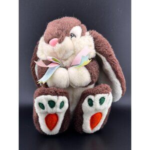 Kids of America Vtg Plush Stuffed Animal Bunny‎ Rabbit Easter Carrot Feet 80s 7”